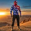 Men's Casual Raglan Sleeve Hooded Long Sleeve Sun Protection Shirt with Graphic Print for Outdoor Sports and Activities