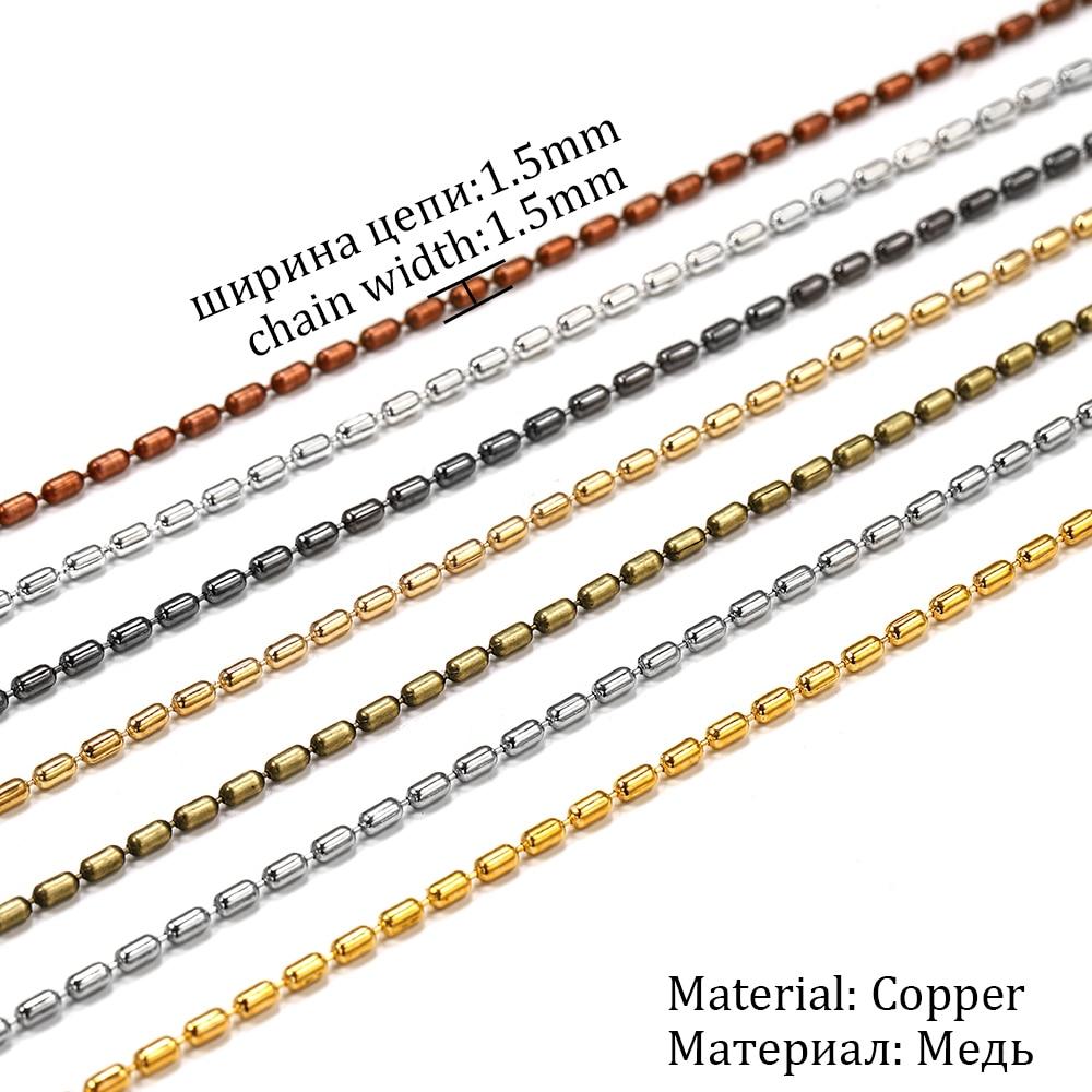 2 m/lote 1.5mm ouro cilíndrico contas de bambu bola salsicha correntes para diy colares pulseira jóias fazendo suprimentos acessórios