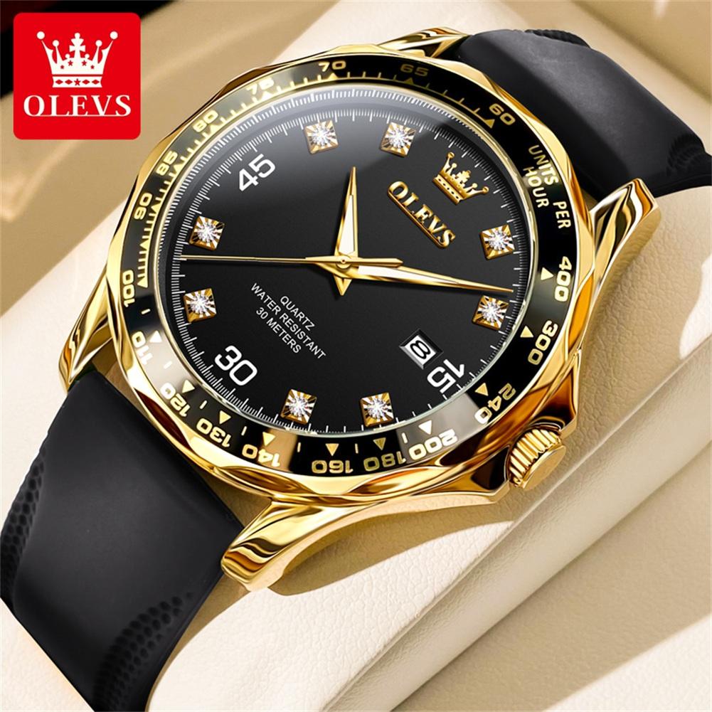 OLEVS 9988 Luxury Men's Watches Top Brand Original Green Water Ghost Series Steel Strap Waterproof Quartz Wrist Watch for Man