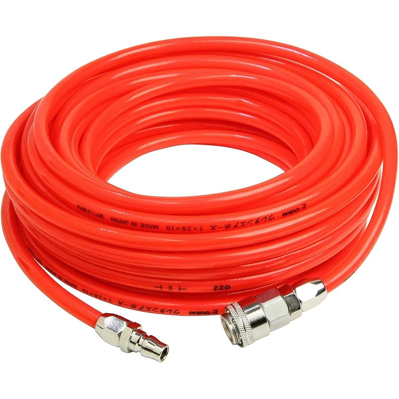 E-Value Urethane Air Hose, 10m, for Normal Pressure, Inner Diameter 7.0mm X Outer Diameter 10.0mm, Clear Red, EUH-10R, Made In Japan