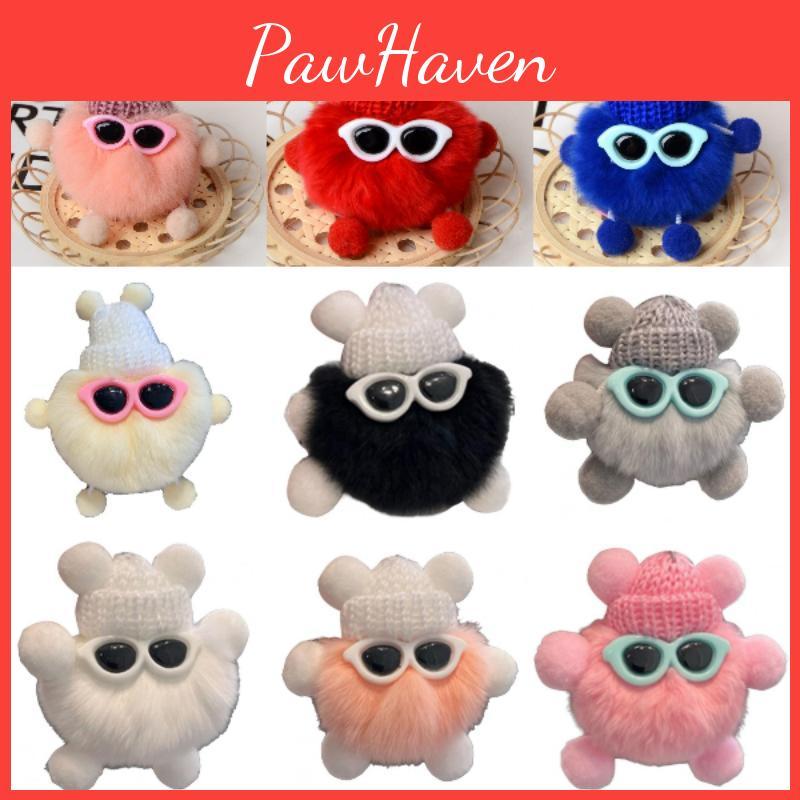 Cute Fluffy Elf Car Keychain With Real Rabbit Fur Ball