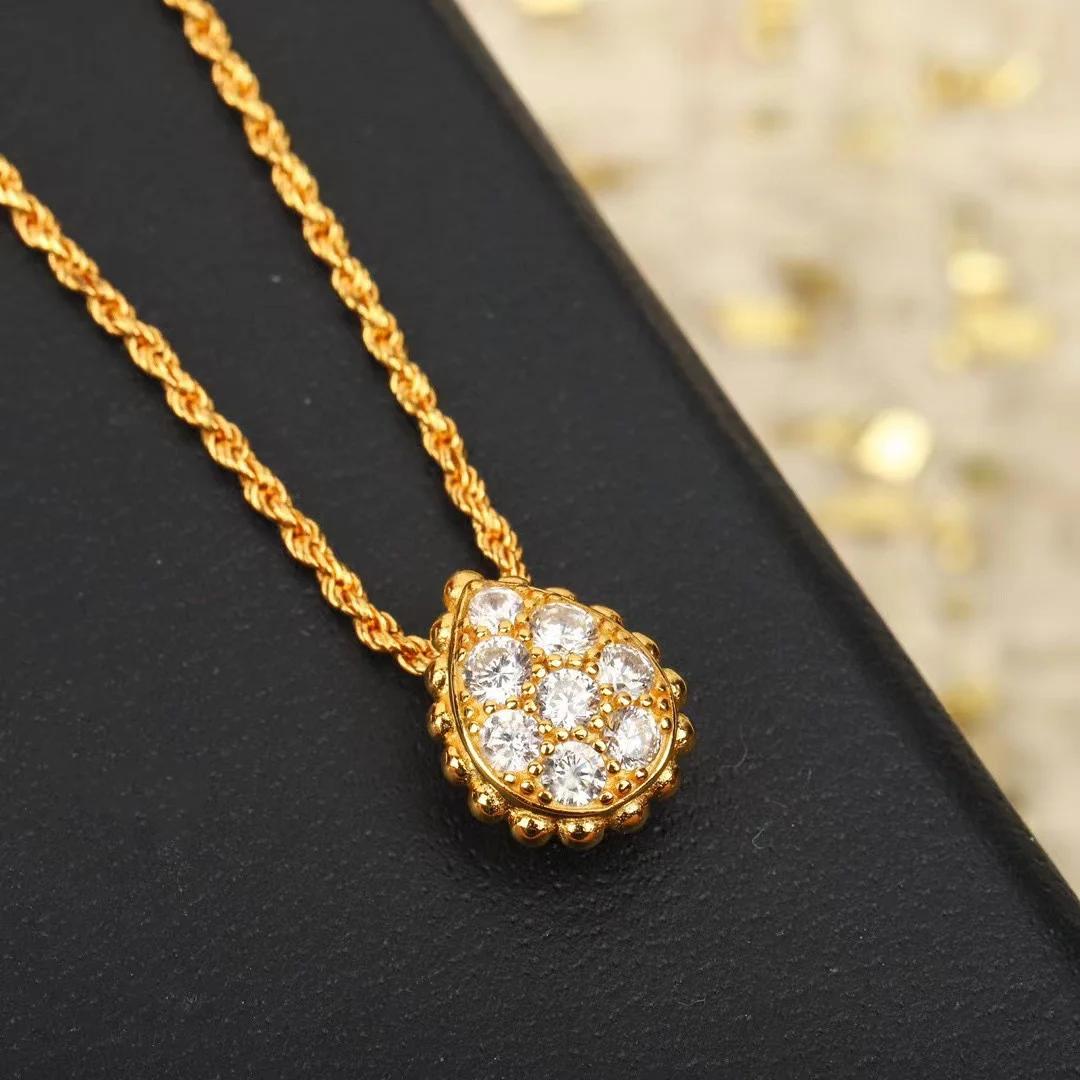 

New Fashion Classic Europe Top Quliaty Famous Jewelry Necklaces For Women Zircon Water Drop Luxury Gold Color Europ Design Gift белый