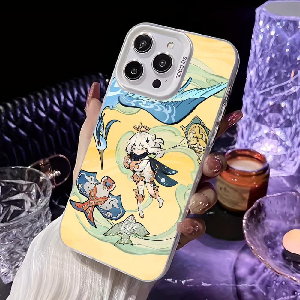 Game GI Paimon White Translucent Mobile Phone Case for iPhone 17 16 15 14 13 12 11 X XR XS 8 7 Air Pro Max Plus Colorful Cover