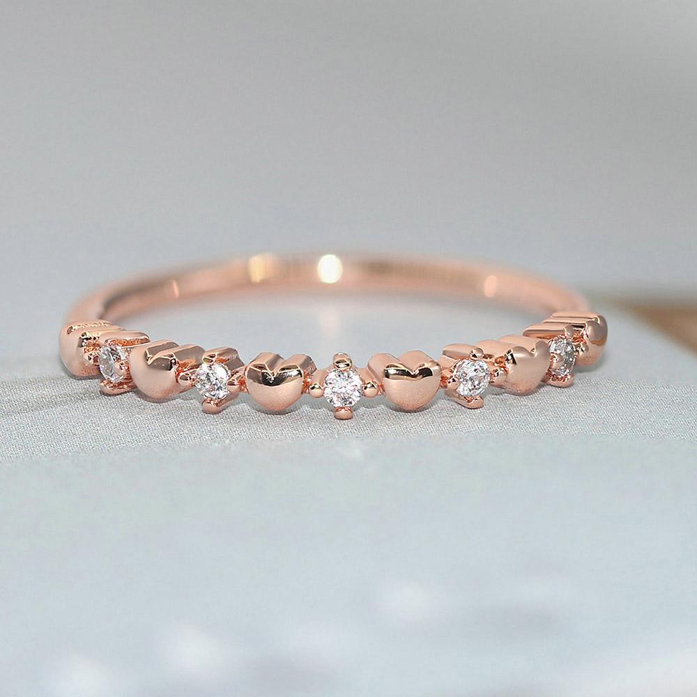 ZHOUYANG Dainty Ring For Women Delicate Thin Love Cute Light Yellow Gold Color CZ Midi Ring Fashion Jewelry Gift For Girls R901