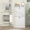 Shoe Cabinet With 2 Flip Drawers Adjustable Shelves For Hallways And Small Spaces 47x26x85 Cm White Veined