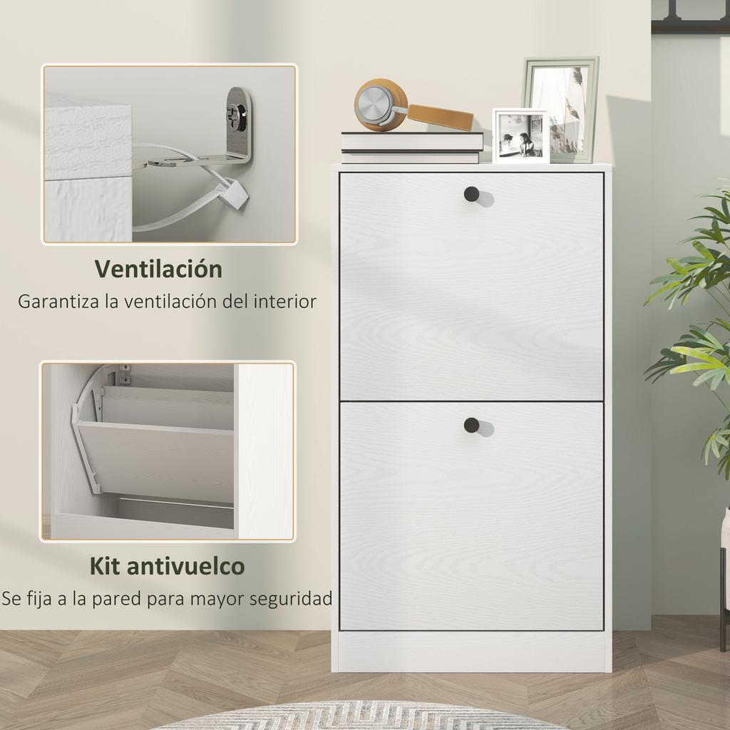 Shoe Cabinet With 2 Flip Drawers Adjustable Shelves For Hallways And Small Spaces 47x26x85 Cm White Veined