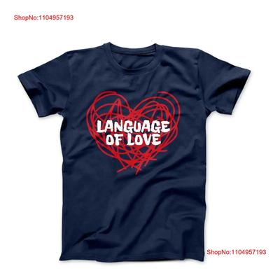 Language of Love Illustration T Shirt Vintage Washed Stretched Top For Everyday Wear Comfortable Stylish Homme Soft Unisex