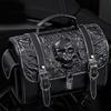 Kantige Totenkopf Motorrad Satteltasche Synthetisches Leder Werkzeugtasche mit Gothic-Stil & Geräumigem Innenraum für Motorräder