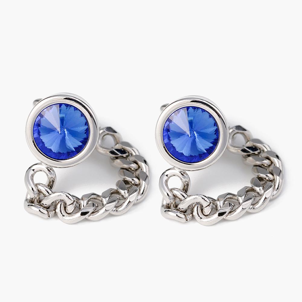 Men's Luxury Crystal Inlaid Gold and Silver Chain Cufflinks