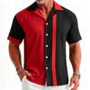 Camisa de Moda Transpirable Holgada de Manga Corta para Hombre Estilo Minimalista Rayas Retro Bowling