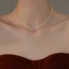 Simple Bead Notch Love Necklace Fashion Light Luxury Pendant Removable Clavicle Chain Temperament Imitation Pearl Clavicle Chain