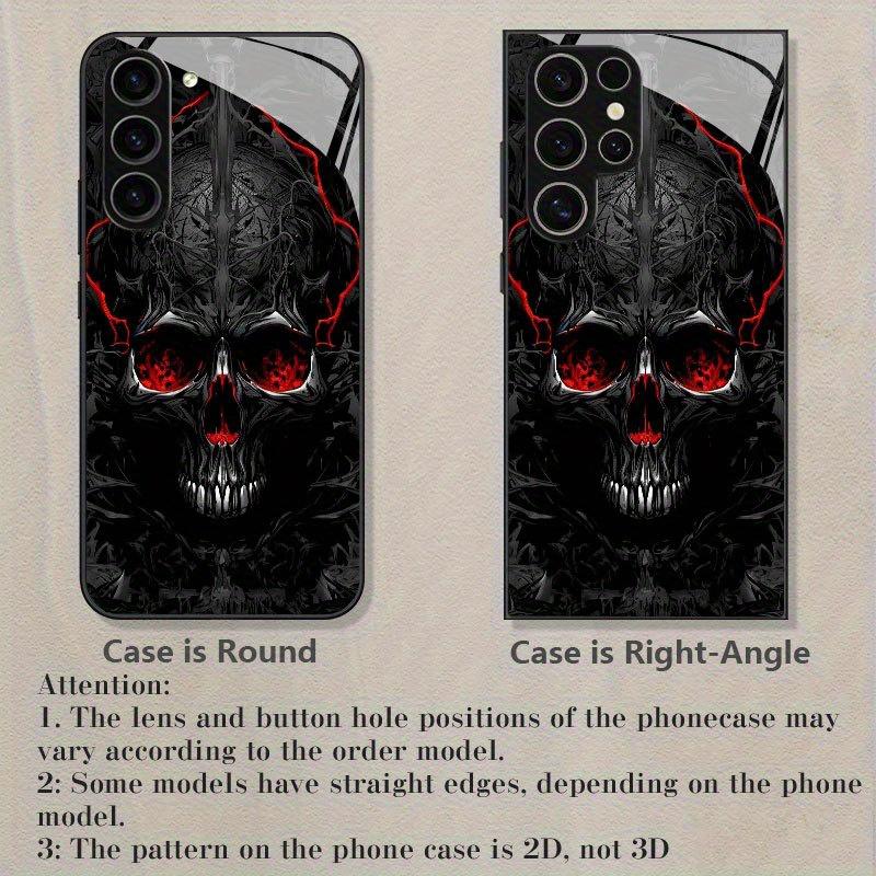 Dark Skull Art Pattern Glass Phone Case Suitable for Samsung Galaxy S26 S25 S24 S22 S21 S20 FE/Ultra/Plus Anti Drop Back Cover