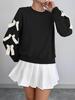 Women's Red Christmas Bow Sweatshirt: Sweet Style, Round Neck, Autumn/Winter