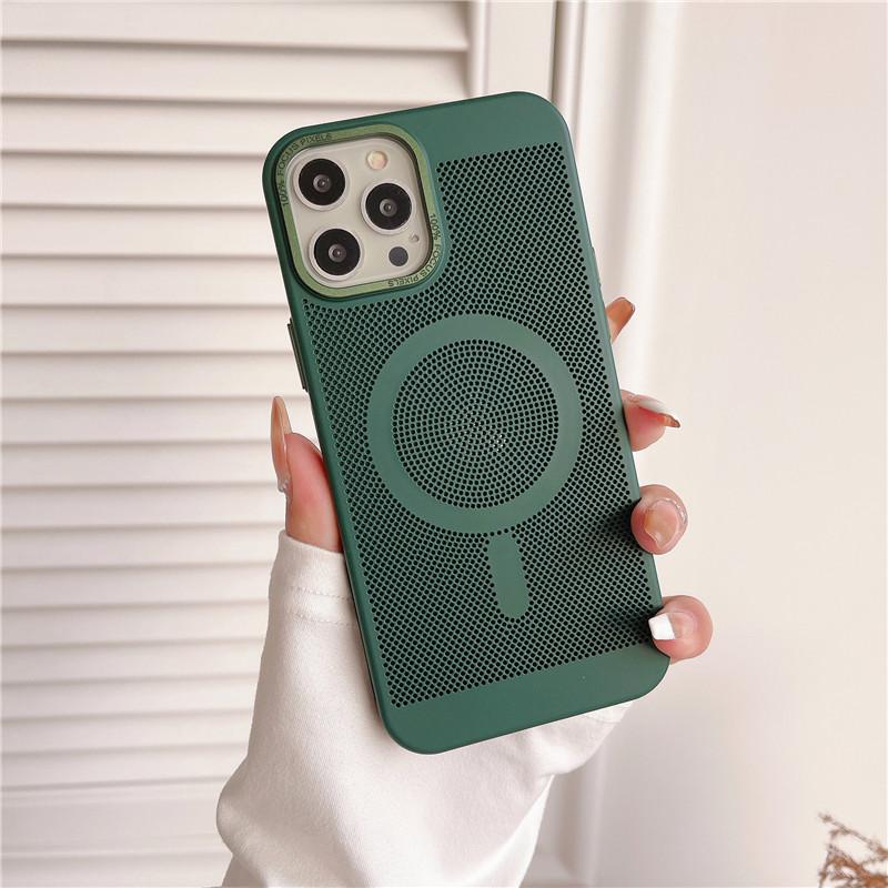 Camera Big Hole Grid Heat Dissipation Magnetic PC Case For iPhone 12 11 Pro Max Non-Slip Anti-fingerprint Back Protector Shell Cover