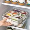 Portable Sectioned Snack Tray. Four-sided Snap-lock with a Sealed Lid. Suitable for Refrigerator and Kitchen Food Storage and Organization