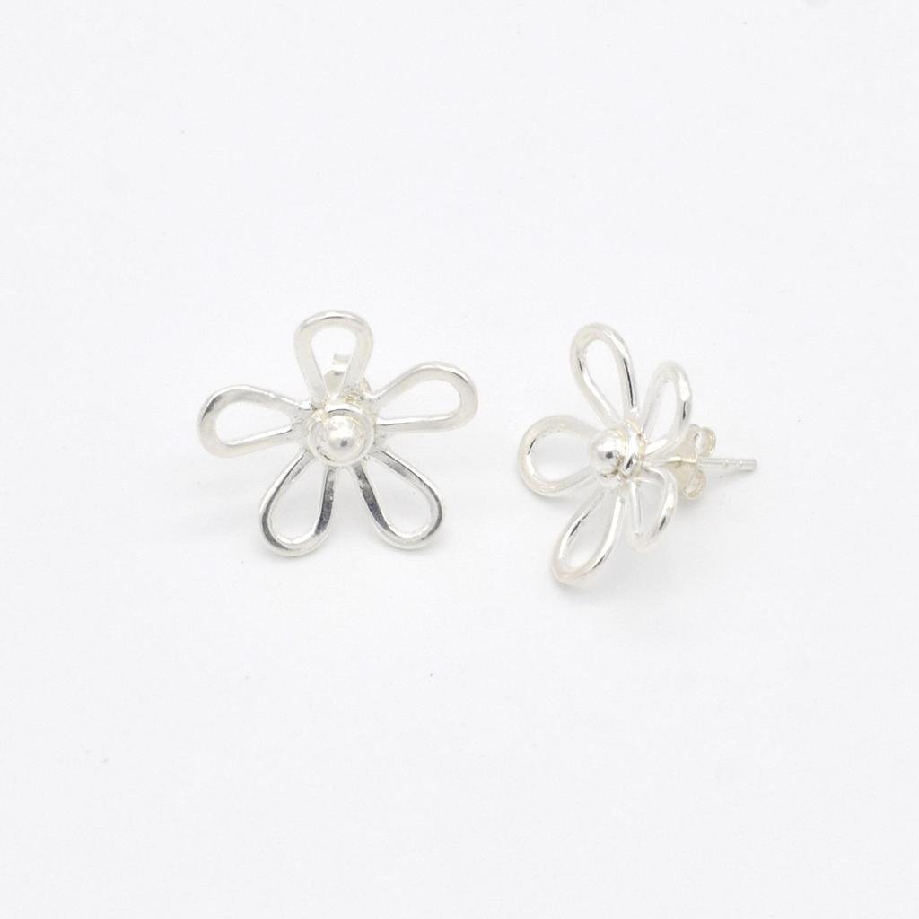 Minimalist Flower Studs Earrings Sterling Silver Woman Jewelry, Artisan Birth Flower Dainty Earrings,