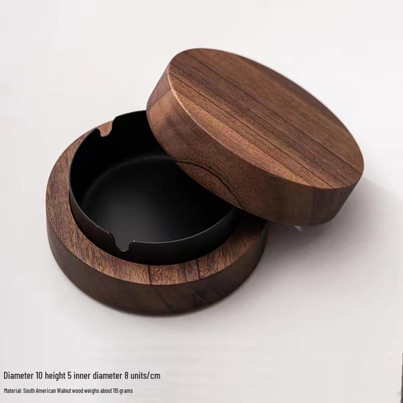 Walnut Wood Ashtray with Stainless Steel Liner