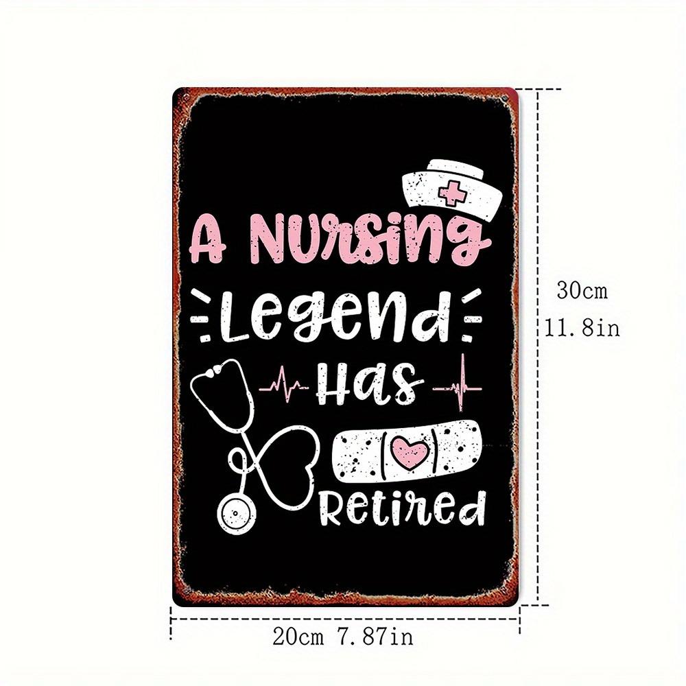 Nursing Legend Retirement Plaque, Retro Stethoscope Heart Design, 8x12in Iron Wall Decor, Nurse Retirement Gift for Office Hospi 20x30cm（7.8x11.8inch）