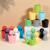 A 24pcs Wooden Sorting Cup Set in a Colorful Box, Featuring Cute Wooden Figurines for Educational Play. Enhances Observation and Hands-on Skills