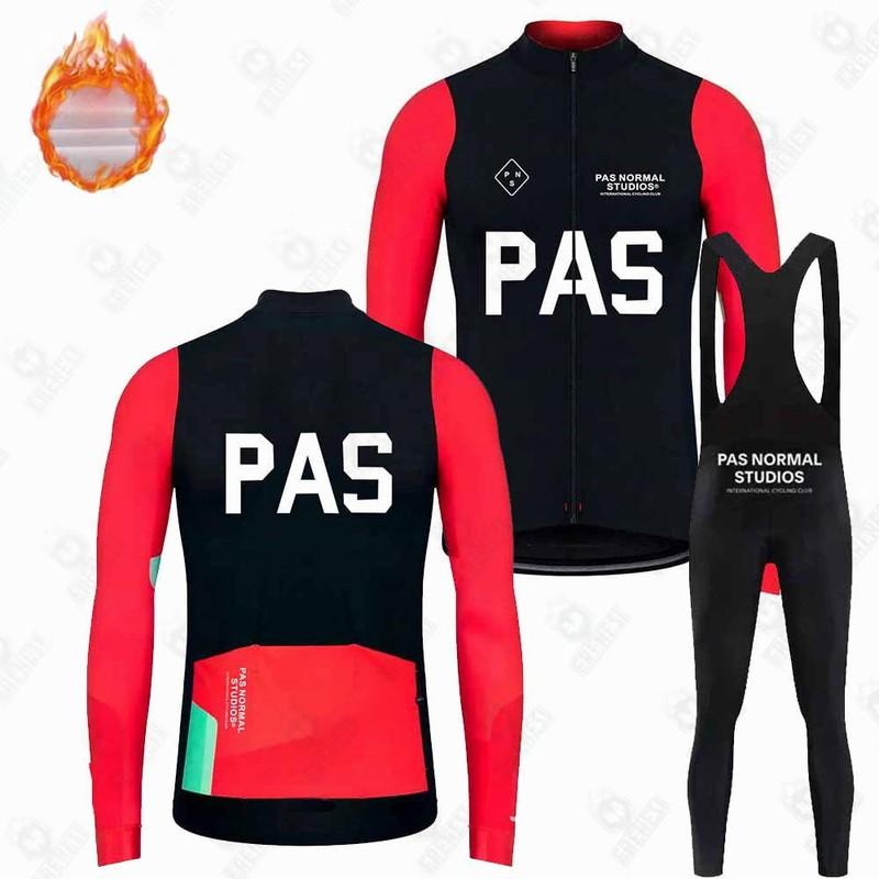 Winter Fleece Cycling Set Long Sleeve Bib Pants Thermal Outdoor Bike Wear Road Mountain Biking