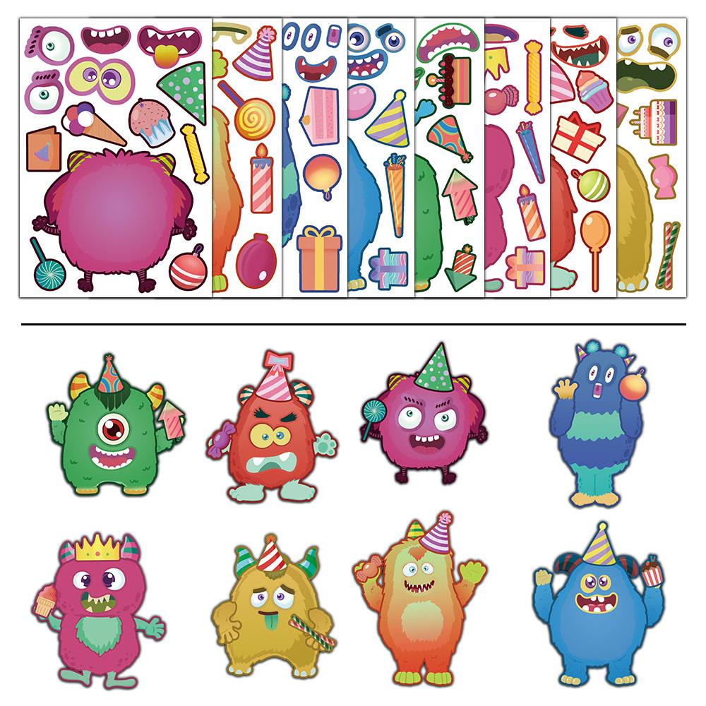 8PCS Sticker Cute Monster Puzzle Decoration Booklet Luggage Graffiti Waterproof Handmade Stickers