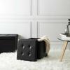 BLACK Vels ECO LEATHER FOLDABLE POUFFE with storage compartment