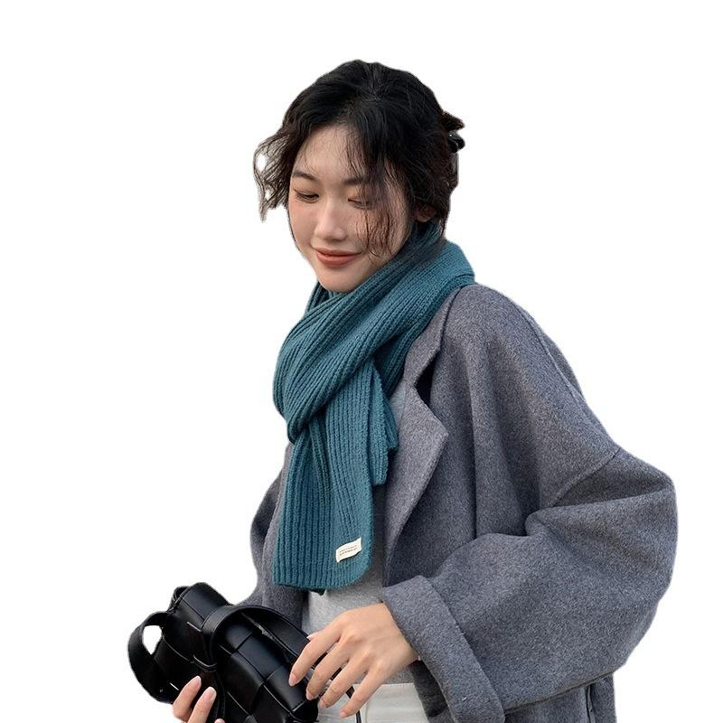 Écharpe Douce Tricotée pour Femmes Couleur Unie Style Collège Écharpe Chaude