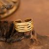 Stainless Steel Finger Band Thumb Ring Geometric Lines Shape Adjustable