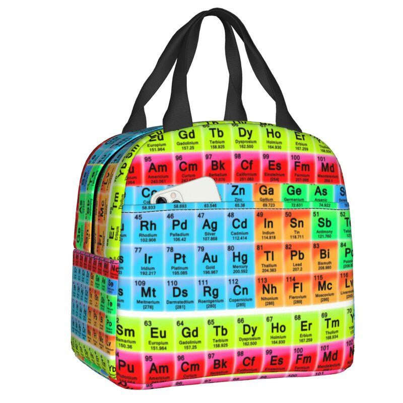 Science Chemistry Pattern Portable Lunch Box for Chemical Lab Tech Thermal Cooler Food Insulated Lunch Bag Kids School Children