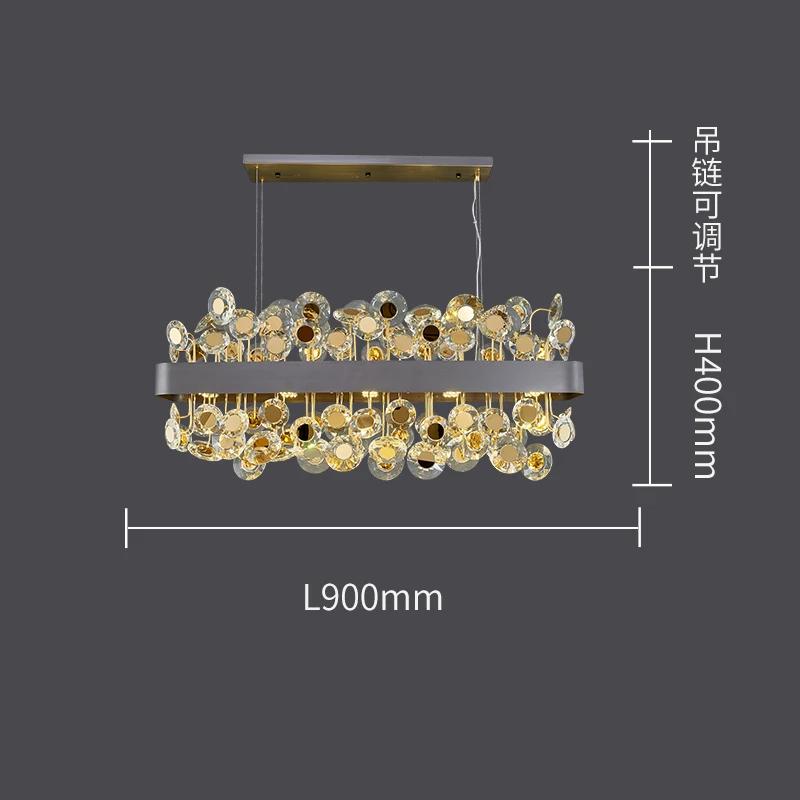 Crystal Rectangle Led Chandelier Lighting Gold Kitchen Island Pendant Lights Indoor Livng Room Hanging Lamp Bedroom Decor Lustre
