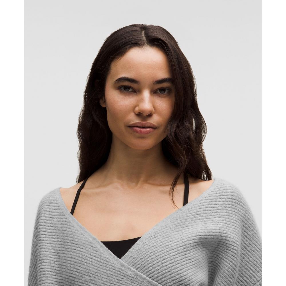 Lululemon Brushed Cotton Reversible Crossover Sweater Silver Drop