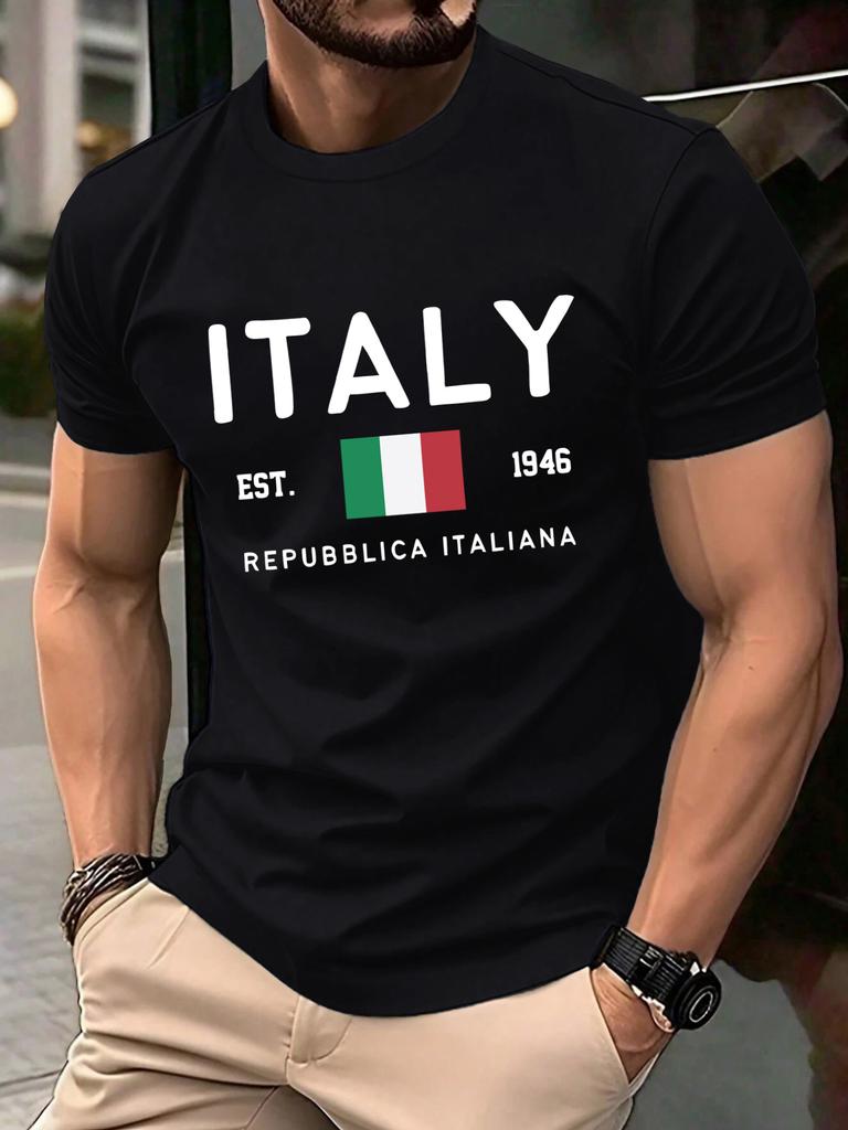 Italy Repubblica Italiana Print TShirts Men Fashion ONeck T Shirt Cotton Loose Clothing Male AllMatch Casual Streetwear