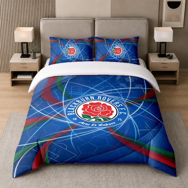 3Pcs Bedding SetBlackburn Rovers Football Soft Bed Sheet and Two Pillowcases Home Bedroom Decor
