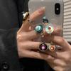 Multi-Element ~ Retro Beaded Ring Women's Trend Index Finger Ring Elastic Folded Ring Casual Jewelry Accessories