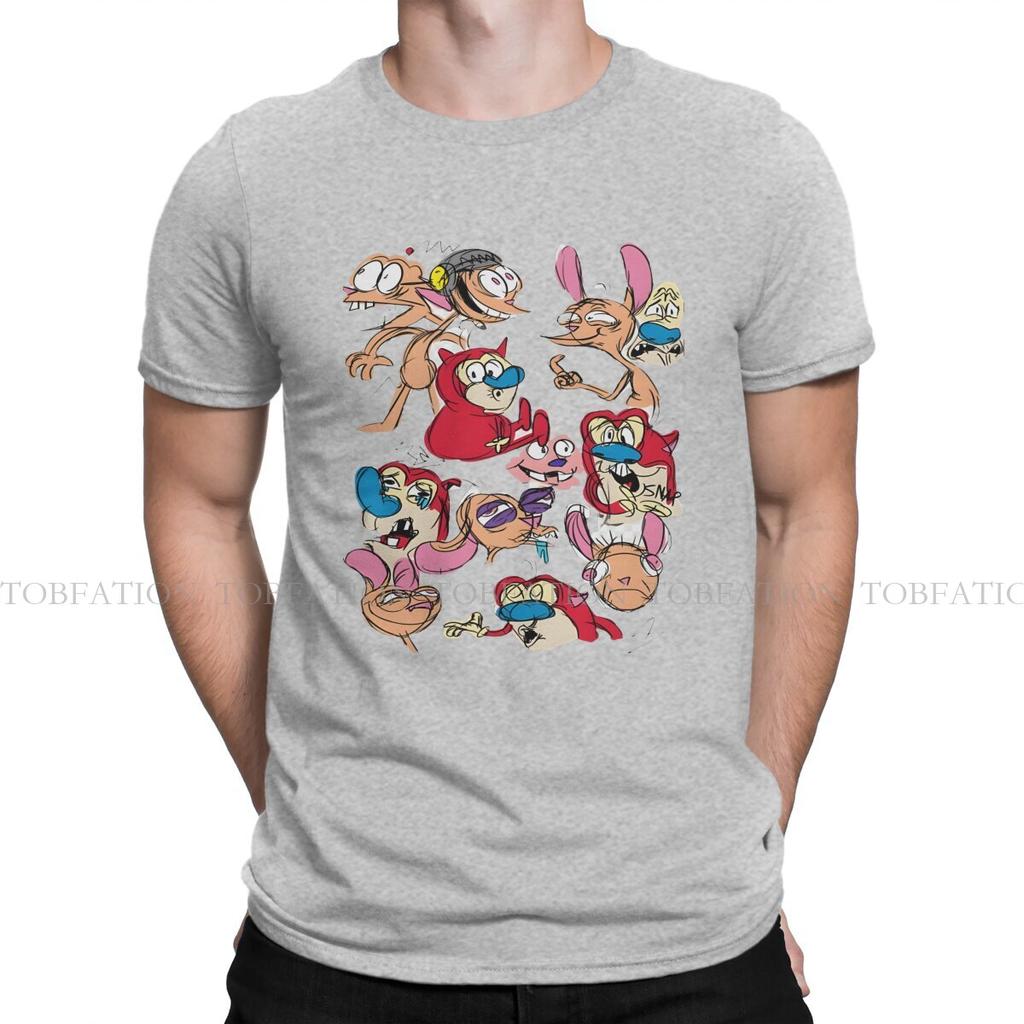 ZX Show The Ren  Stimpy Show Anime Men T Shirt Cotton Fashion ONeck TShirt Harajuku Streetwear