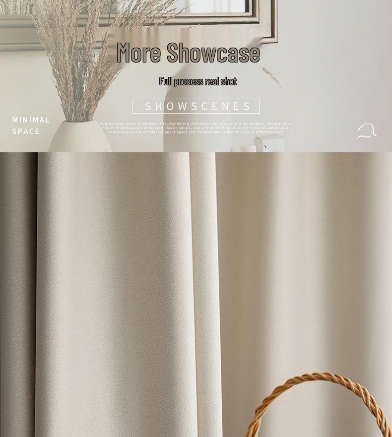 Cortinas de Chenille Nórdicas Francesas de Alta Qualidade para Chá com Leite: Proteção Solar Ultra e Isolamento para Sala de Estar/Sombreamento para Janelas de Sacada de Quarto Japonês