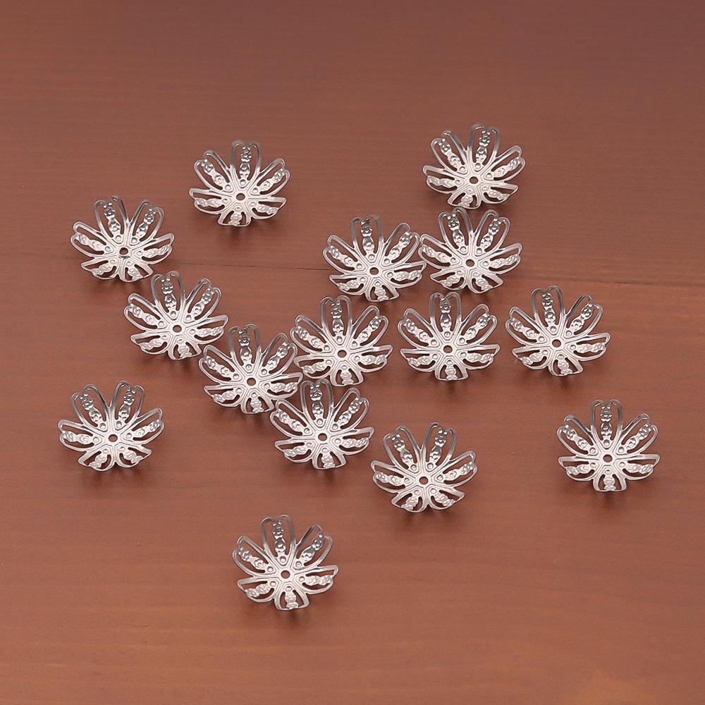 30/50/100PCS Flower Lotus Round Shape Stainless Steel Beads Caps Jewelry Findings Spacer Beads For Necklace Bracelets Making
