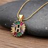 Nidin Hot Sale Initial Multicolor Zircon Necklace Charm Letter Necklace Name Jewelry For Women Men Accessories Party Gift