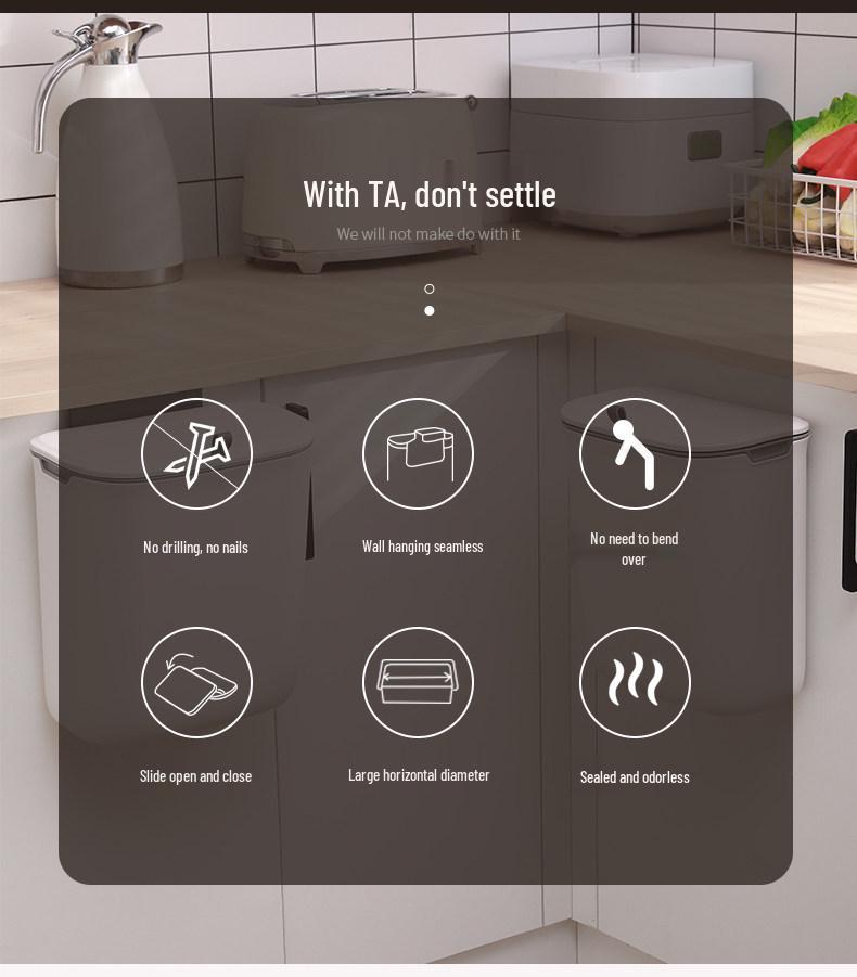 Jie An Hui Kitchen & Toilet Wall-Mounted Trash Can with Lid