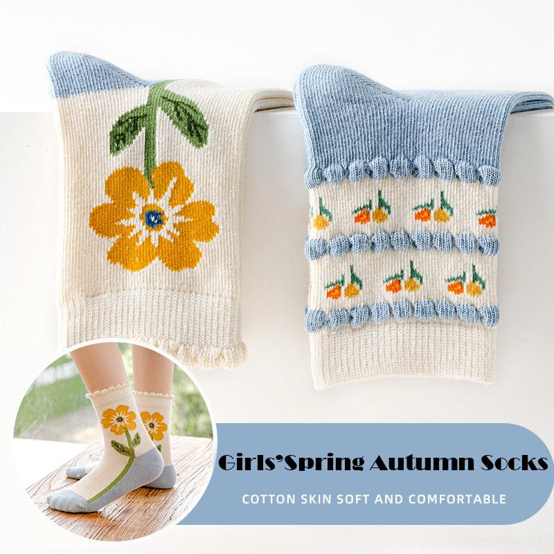 Children Socks Kids Girls Paisley Cartoon Bear Pattern Infant Toddler Socks Little Baby Cotton Socks Autumn Winter