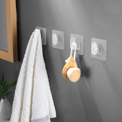 5/10Pcs Transparent Wall Hook Strong Adhesion No Drill Installation Towel Holder Hook Kitchen Bathroom Organizer Home Improvement