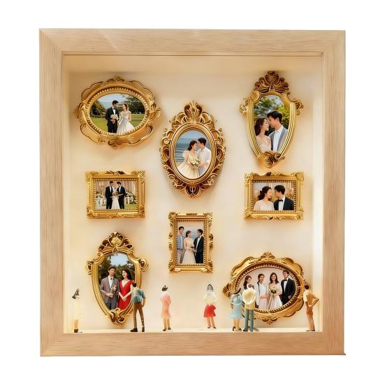 DIY Mini Museum Silhouette Light And Memory Display Silhouette Figurines Custom Box with Box Frame Kit