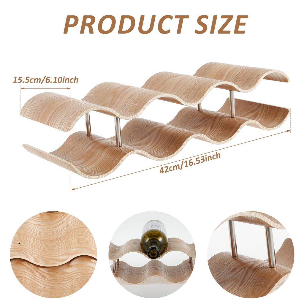 Wooden Wine Rack 2 Layer Wine Bottle Display Rack Non-slip Bottle Holders For Kitchen Pantry Bar Wine Cabinet Collection Display