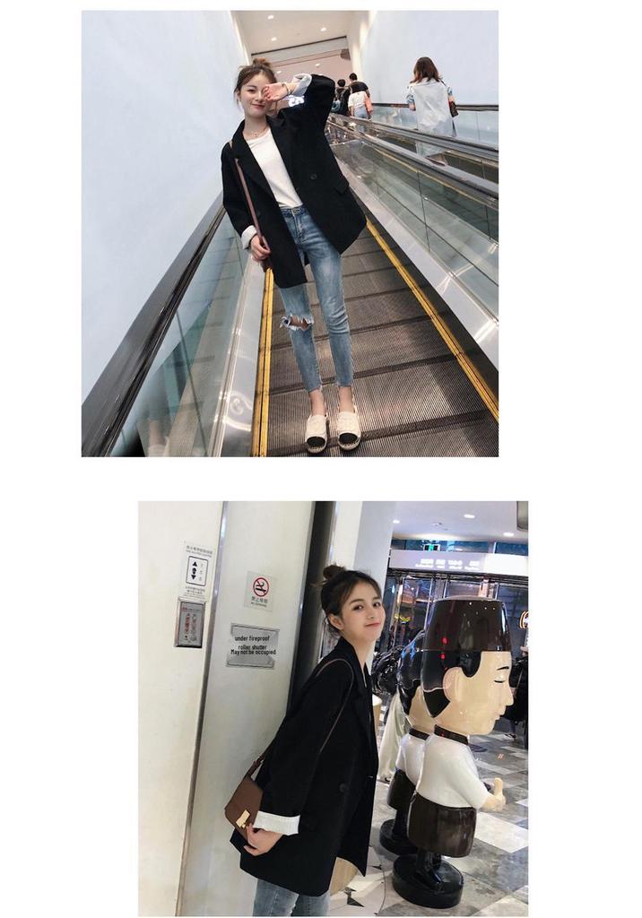 2022 Women's Black Korean Style Loose Casual Chic Suit Jacket - Spring/Autumn