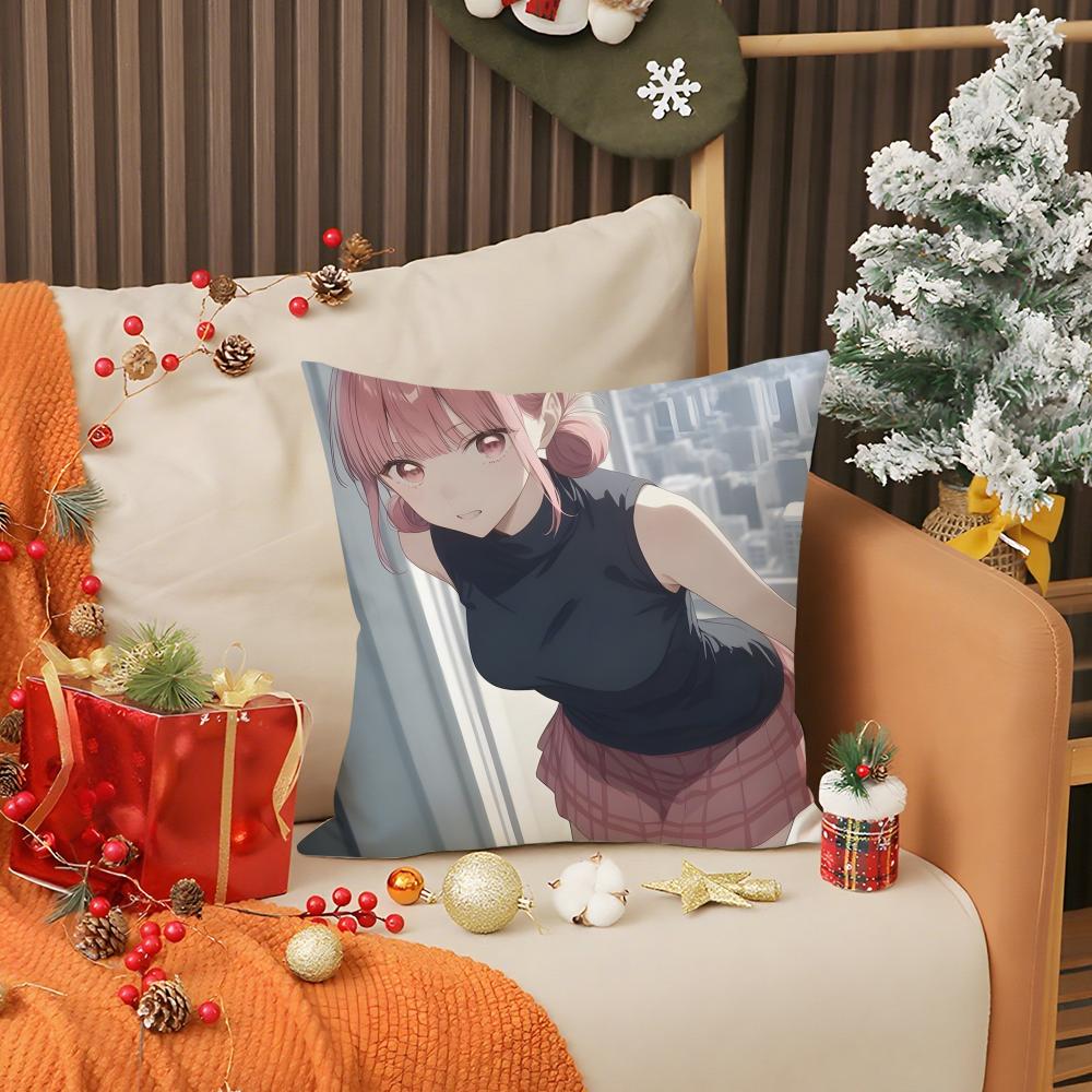 Blue Box Anime Pillow Case Living Room Sofa Decorative Cushion Cover Simple Household Light Luxury Printed Pillow