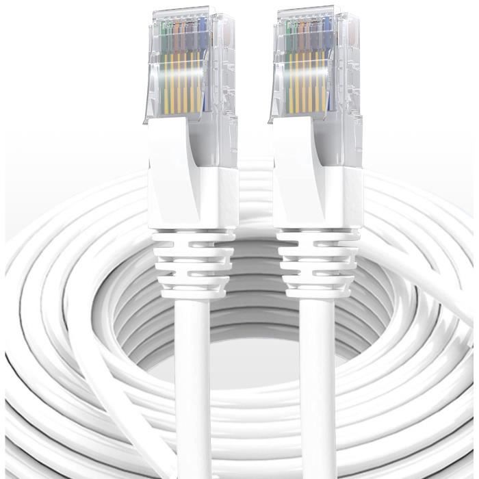 Câble Réseau Ethernet Cat7 - Elfcam® - 10m - RJ45 - Paire Torsadée Blindée SFTP - 100% Cuivre