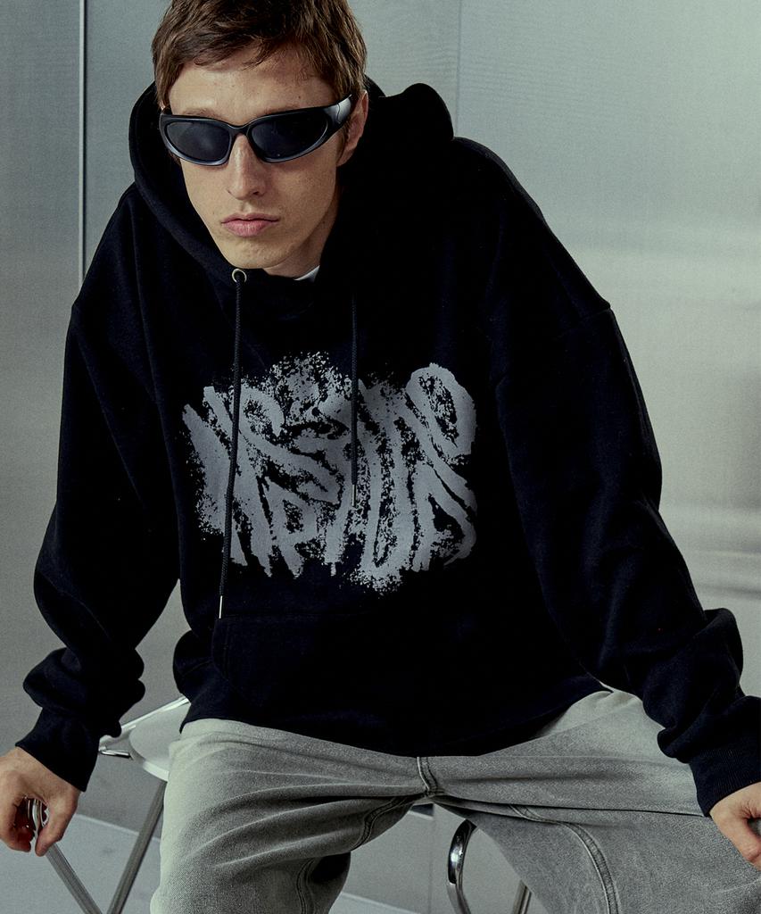 Spread Graffiti Logo Oversized Hoodie Black
