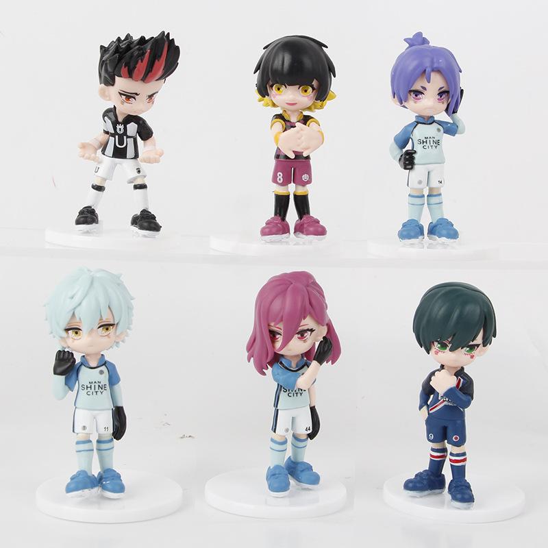 6pcs/set BLUE LOCK Isagi Yoichi Anime Figure Toys Collection Animation Model Cute Version Doll Desktop Ornaments
