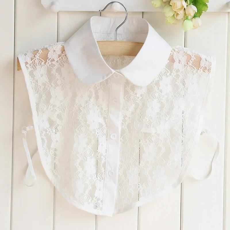 Perfect Match Fashion Women Cotton Shirt False Collar Detachable Fake Collar Shirt Lace Lapel Blouse Top Tie Flower Lace Clothes Accessories