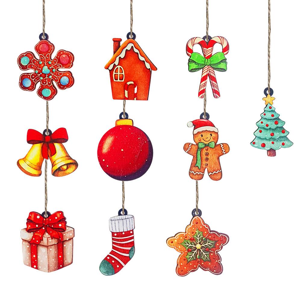 Christmas Window Hanging Decoration Wooden Christmas Tree Pendant Decoration Supplies Hanging Creative Snowflake Gift Pendant